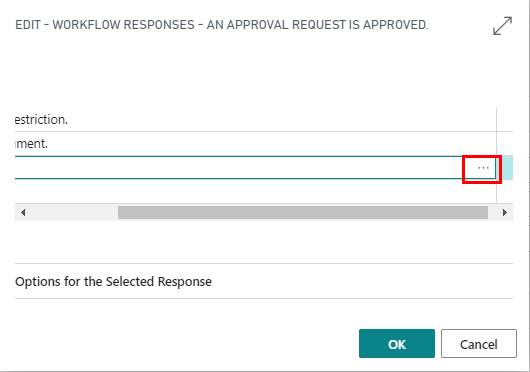 Click on the assist button to select new workflow responses