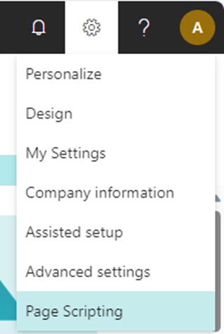 page scripting business central opening 