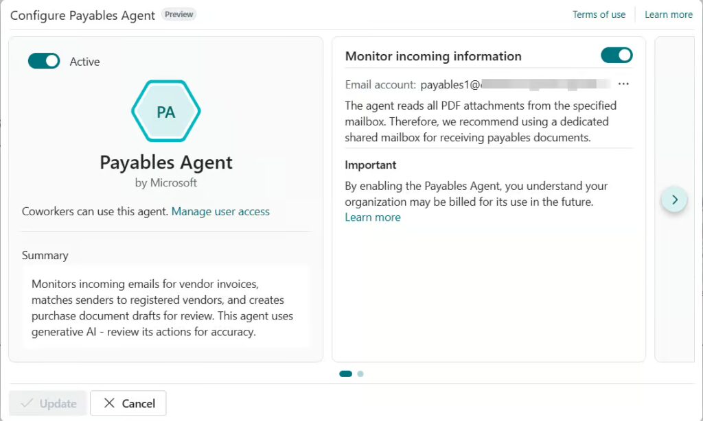 business central payables agent